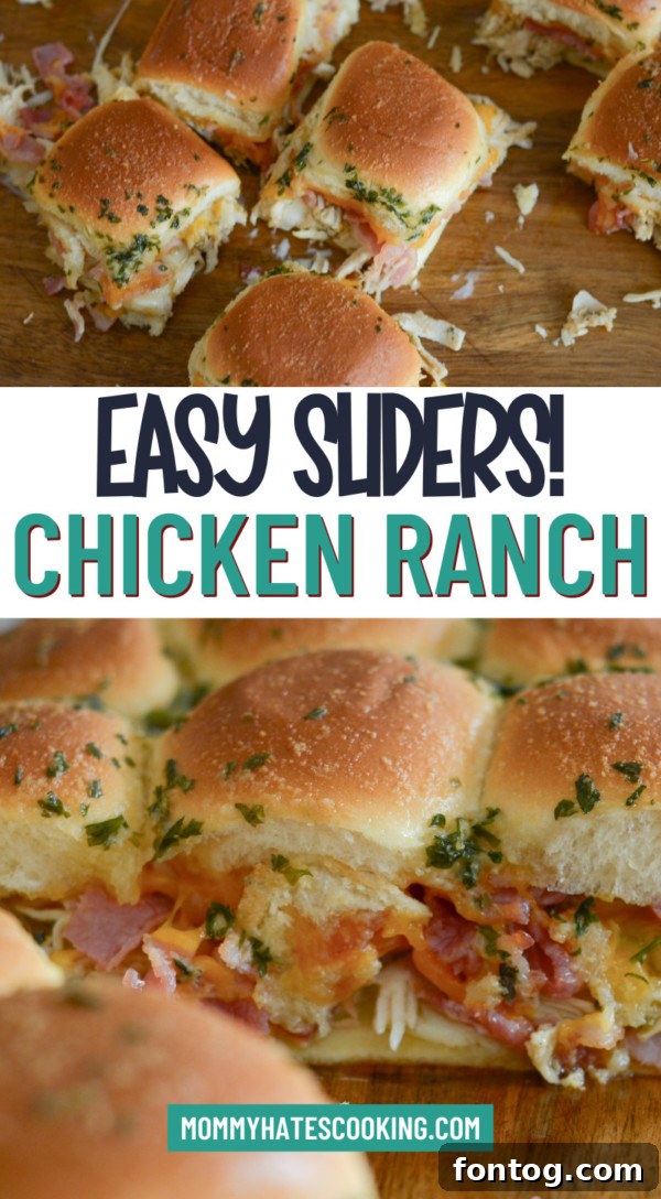 No-Fuss Chicken Bacon Ranch Minis 9 Large image of Chicken Bacon Ranch Sliders for social sharing.