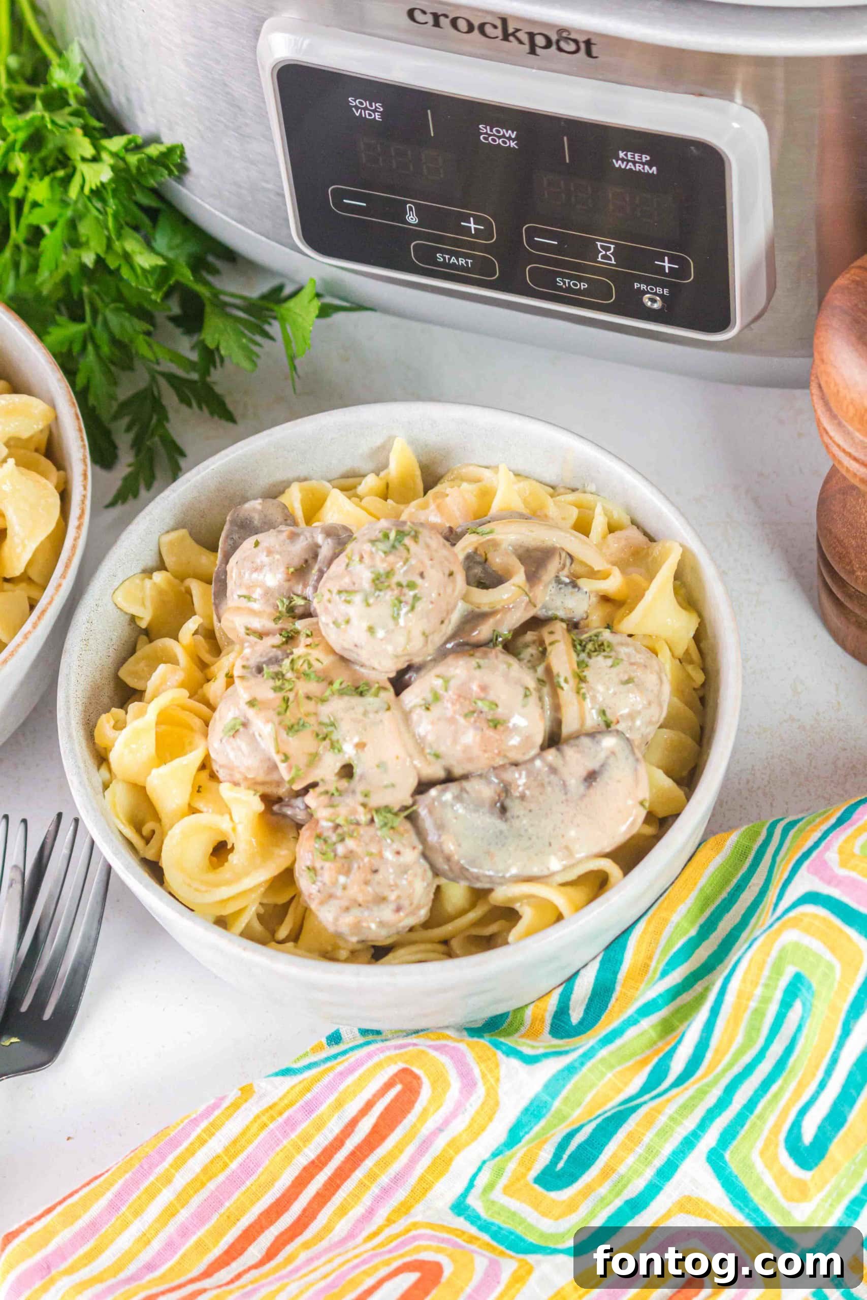 Gluten-Free Slow Cooker Meatball Stroganoff