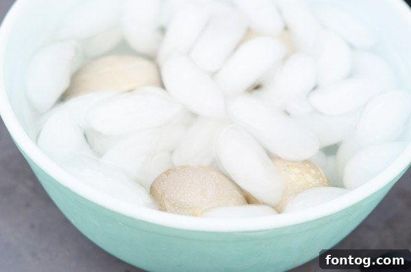 pellet grill smoked eggs in ice bath