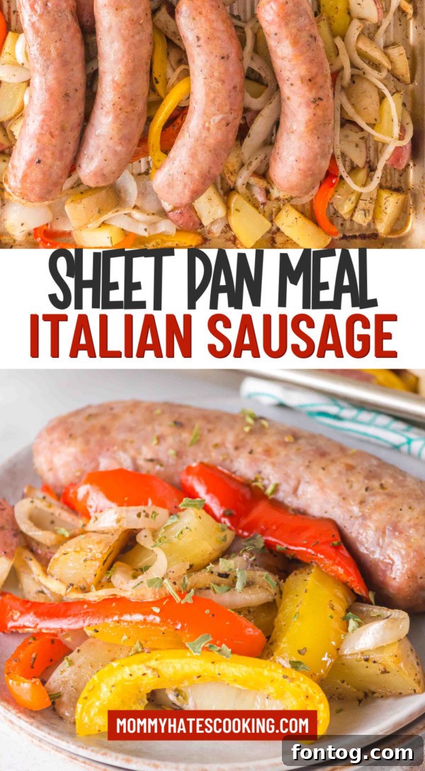 sheet pan baked italian sausage pinterest image