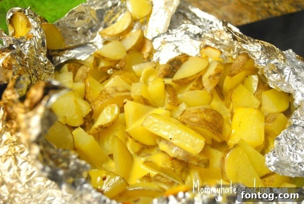 Delicious Cheesy Taters, a comforting and easy-to-make side dish, perfectly cooked for your next camping trip or outdoor adventure. Ideal for a hearty meal around the campfire.