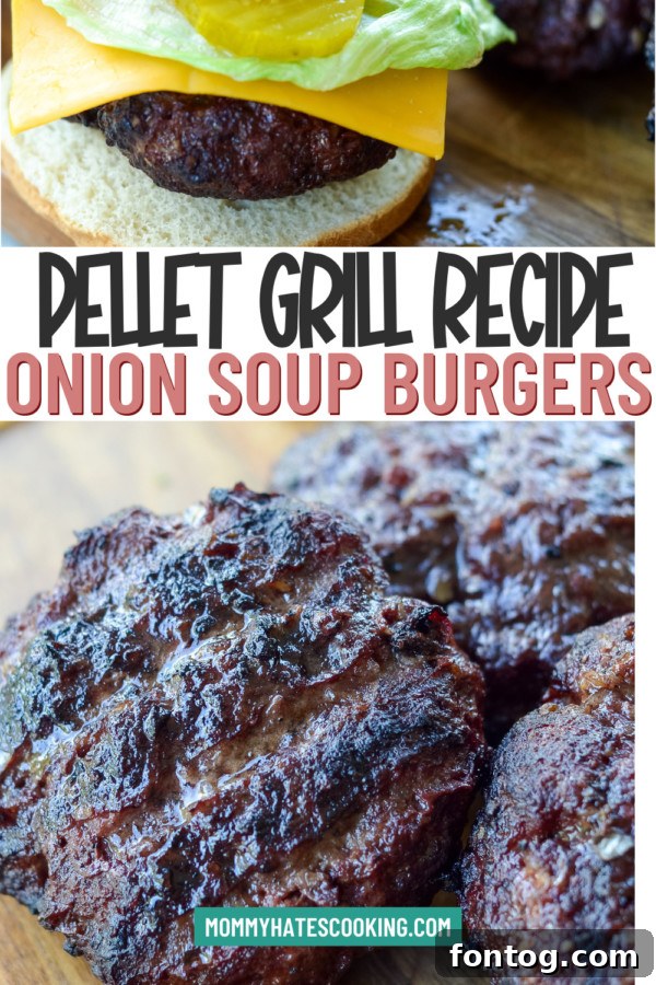 Smoky Pellet Grill Onion Soup Burgers 8 Smoked Onion Soup Burgers Pin for Pinterest