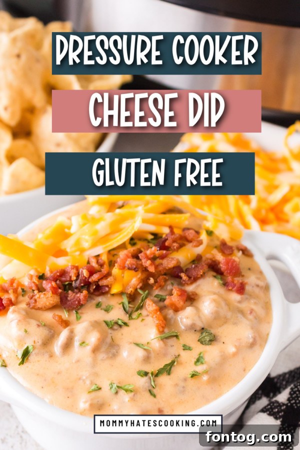 pressure cooker cheeseburger dip, garnished with toppings