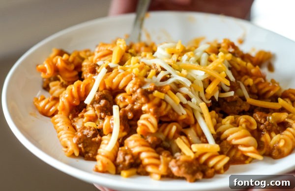 Delicious and easy Pressure Cooker Taco Pasta ready to serve in a bowl.