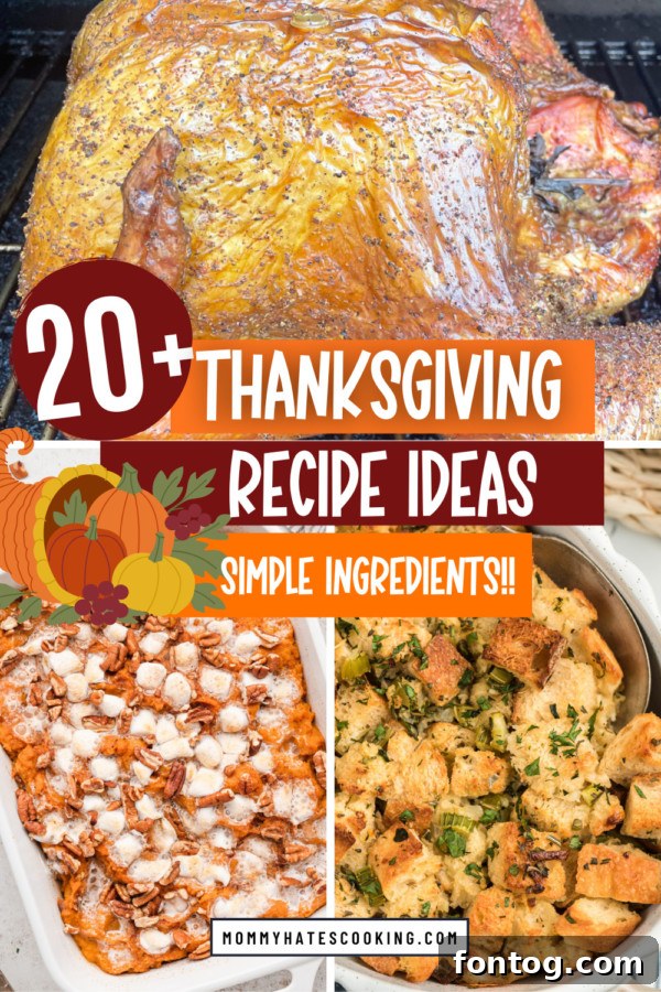 Thanksgiving recipe ideas with simple ingredients on a rustic table