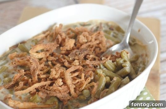Gluten-Free Green Bean Casserole in a baking dish
