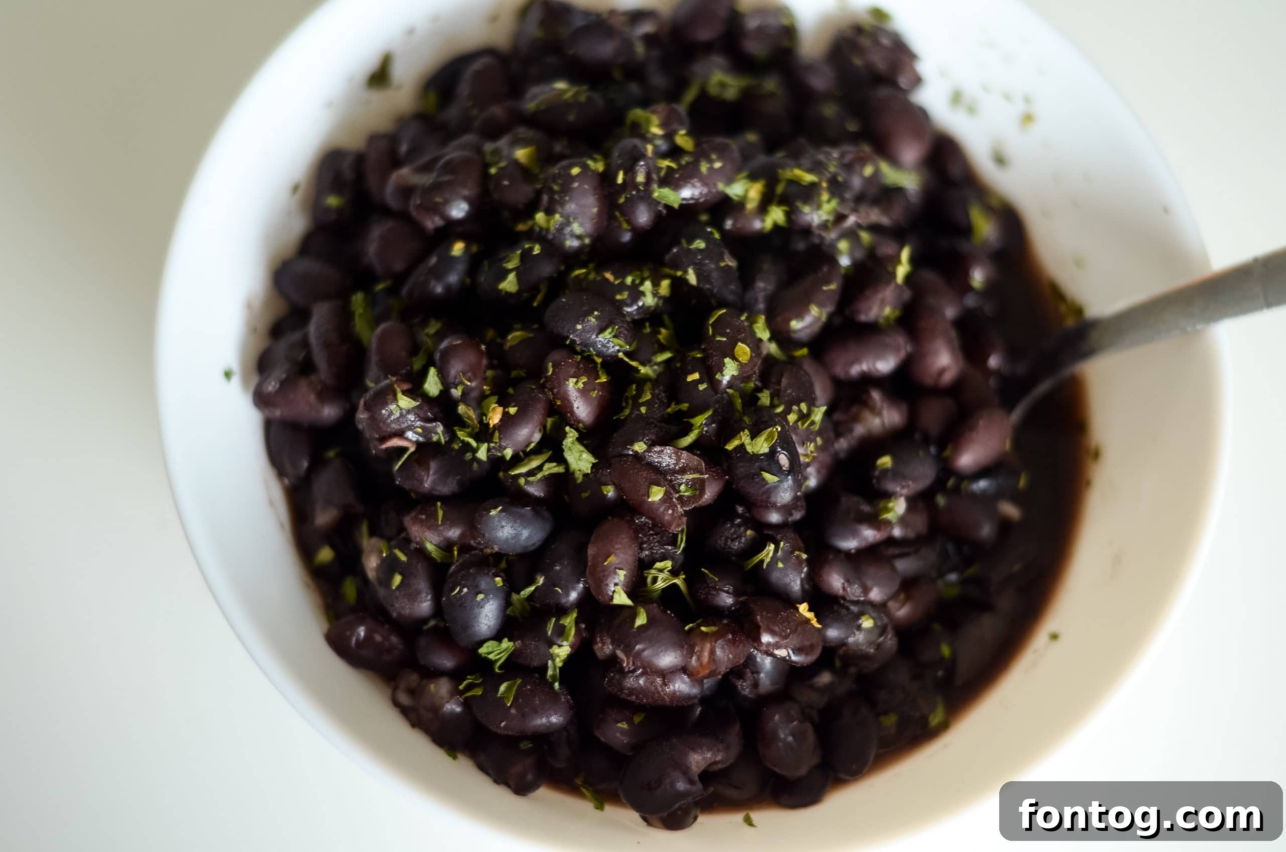 Black beans in a pot