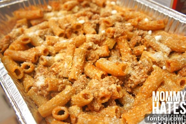 Parmesan Rigatoni with ground meat and marinara sauce