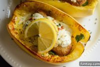 Silky Alfredo Spaghetti Squash with Tangy Lemon Herb Fillets