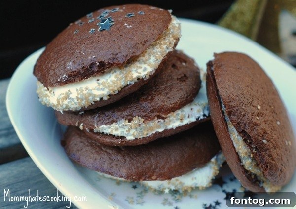 Festive New Year's Whoopie Pies with colorful sprinkles, perfect for a celebration.