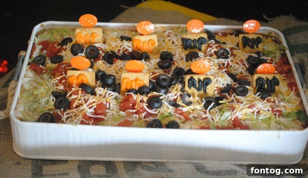 graveyard bean dip with tombstones