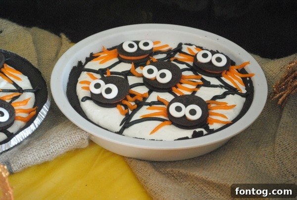 no bake spider pudding pie halloween party foods