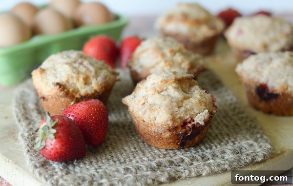 An array of freshly baked Strawberry Crumble Muffins cooling on a wire rack.