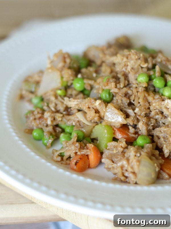 Homemade Fried Rice, perfectly cooked with mixed vegetables
