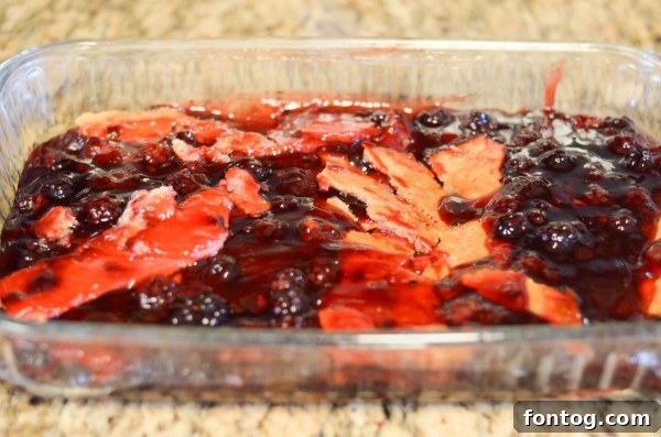 Preparation step for Blackberry Cobbler Ice Cream Cake
