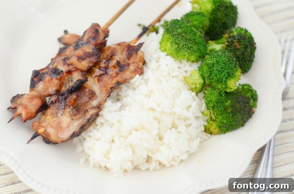 Sticky Gluten-Free Teriyaki Chicken Skewers 3 Close-up of Gluten-Free Chicken Teriyaki Skewers with a rich glaze