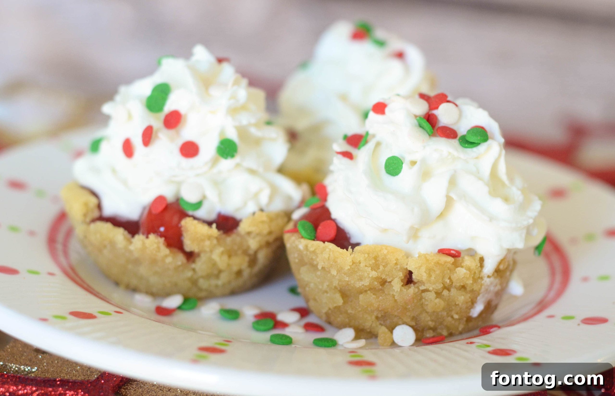 Cherry Sugar Cookie Cups in a muffin tin before baking, a step in the holiday recipe