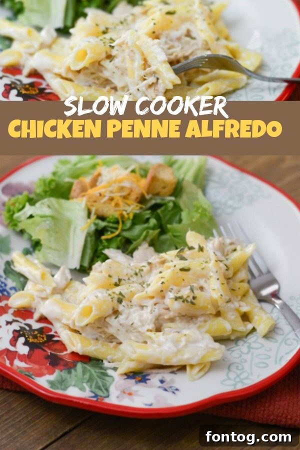 Velvety Slow Cooker Chicken Alfredo 6 Garnished Slow Cooker Chicken Alfredo with #GlutenFree tag