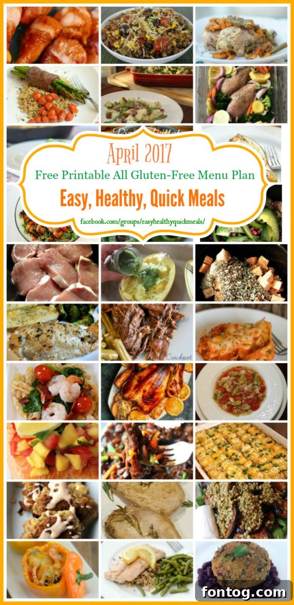 Delicious Gluten-Free Easy, Healthy, & Quick Monthly Menu Plan for Stress-Free Meals
