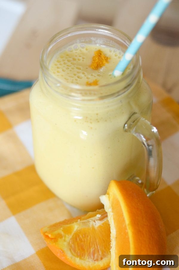 Refreshing Banana Orange Smoothie prepared with natural psyllium fiber for enhanced digestive health. A perfect start to any day. #DigestiveHealth #NaturalFiber