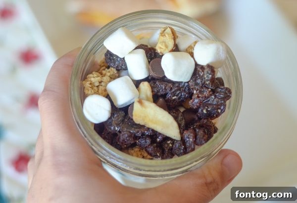 Granola Trail Chicken Melts 5 Close-up shot of Granola Trail Mix in a serving bowl