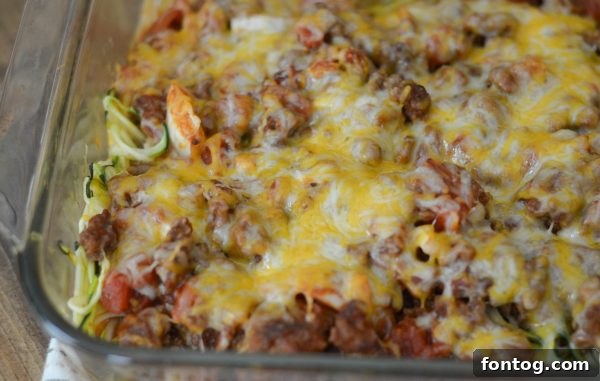 Close-up of freshly spiralized zucchini noodles for Taco Zoodle Casserole