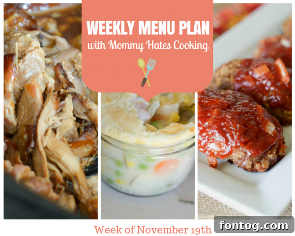 Thanksgiving Week Meal Plan with a Variety of Family-Friendly Dishes