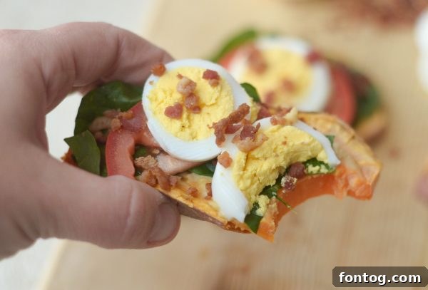 Another view of the delicious Egg Topped Sweet Potato Toast, highlighting its appeal as a healthy meal.