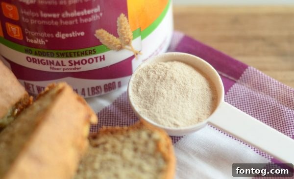 High Fiber Banana Bread with a slice missing