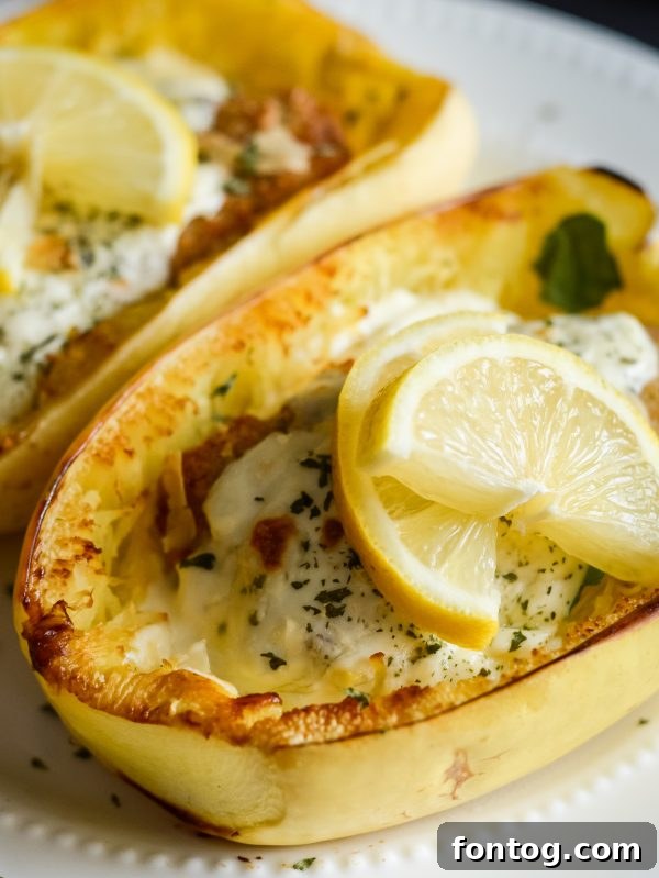 Baked Spaghetti Squash Alfredo with Lemon Herb Fillets