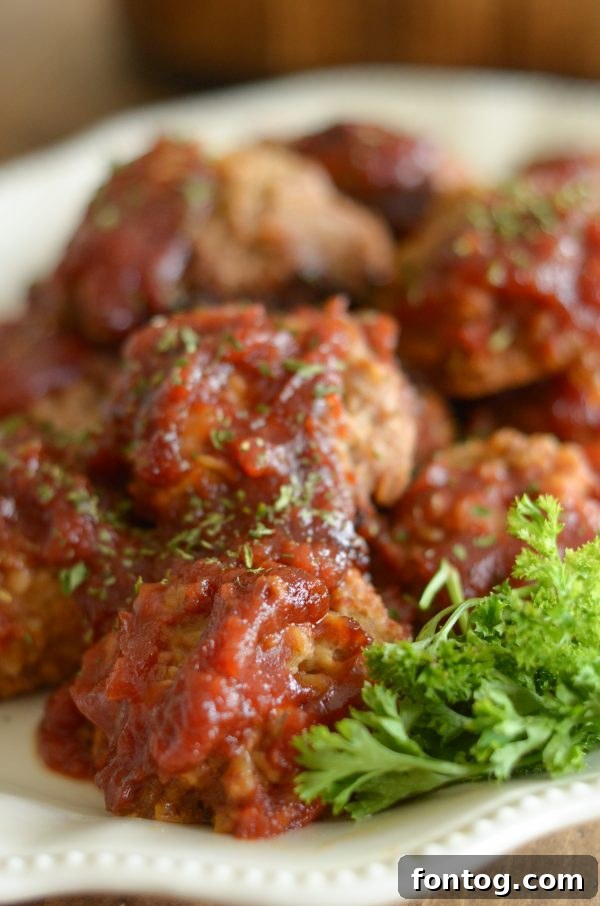 Delicious Tangy Meatballs ready for dinner