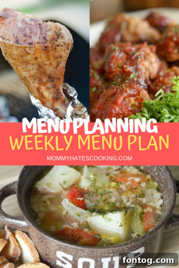 Variety of prepared meals from a weekly plan