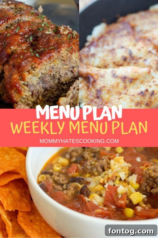 A beautifully designed, blank printable weekly meal planner with sections for each day of the week, snacks, and a grocery list, ready for customization.