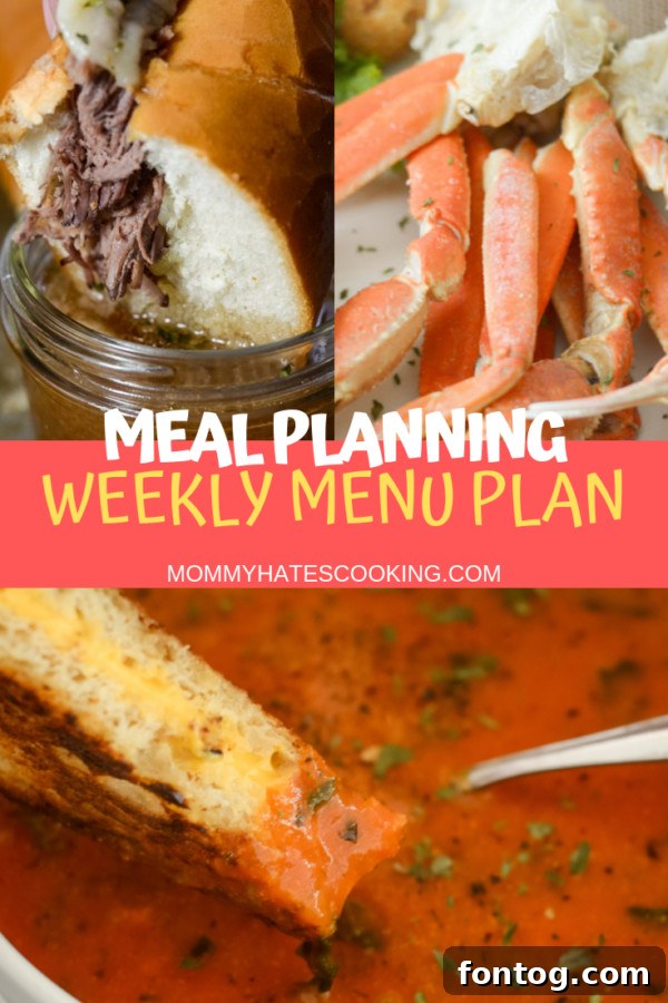 Weekly menu plan for November 24th, a visual summary