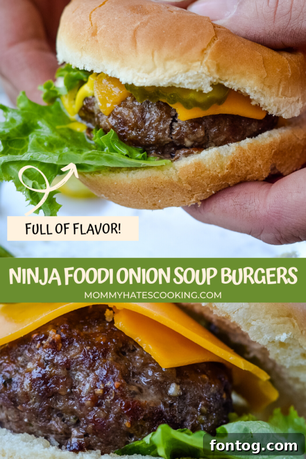 Ninja Foodi Onion Soup Mix Burgers finished meal
