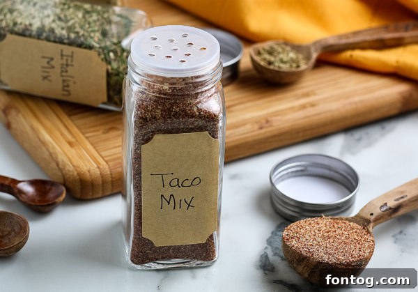 Cooked taco meat seasoned with homemade taco seasoning