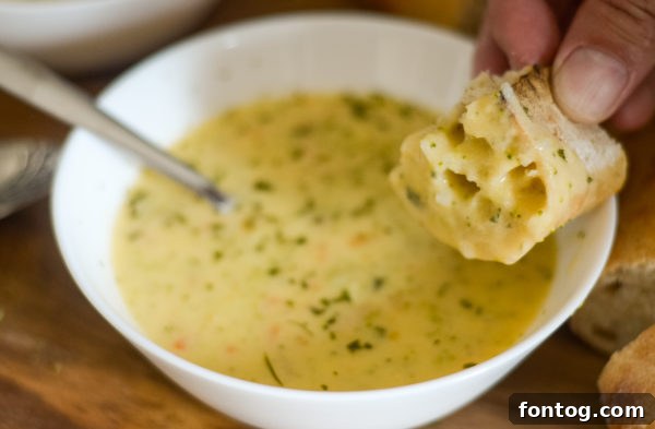 Gluten-free all-purpose flour next to a bowl of Ninja Foodi Broccoli Cheddar Soup, highlighting the accessibility for dietary needs.