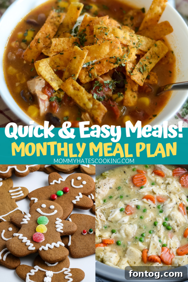 December Monthly Meal Plan 4 December Menu Plan Calendar