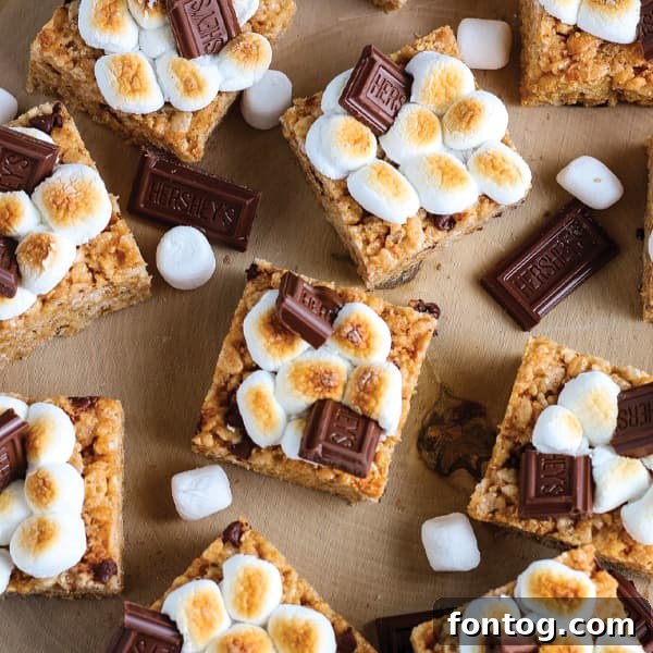 A delicious plate of S’mores Rice Krispie Treats, a popular easy gluten-free dessert option.