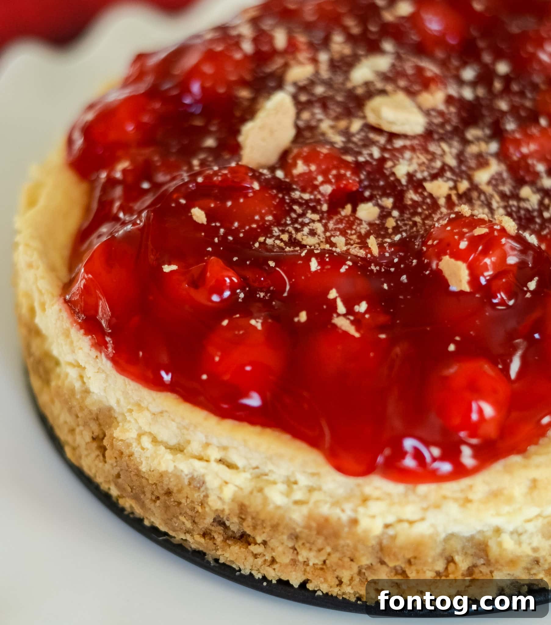 A beautifully baked Ninja Foodi cheesecake, showcasing a perfect golden crust.