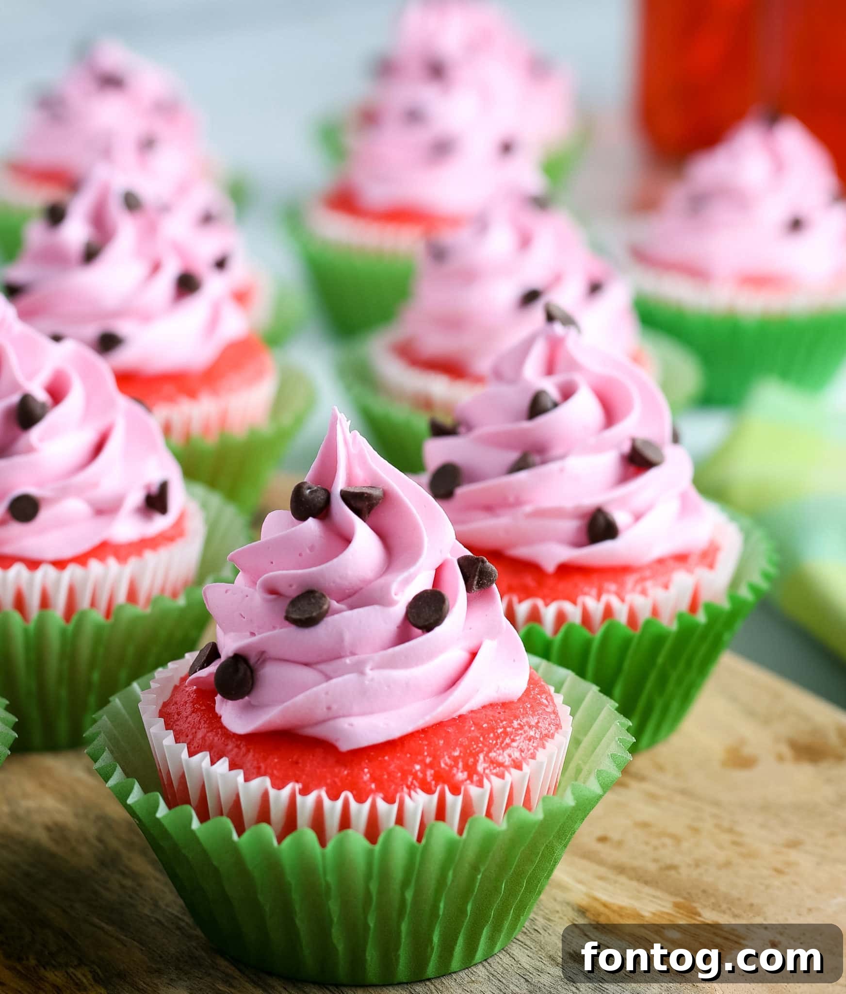 Fun and colorful easy watermelon cupcakes, a delightful gluten-free option.