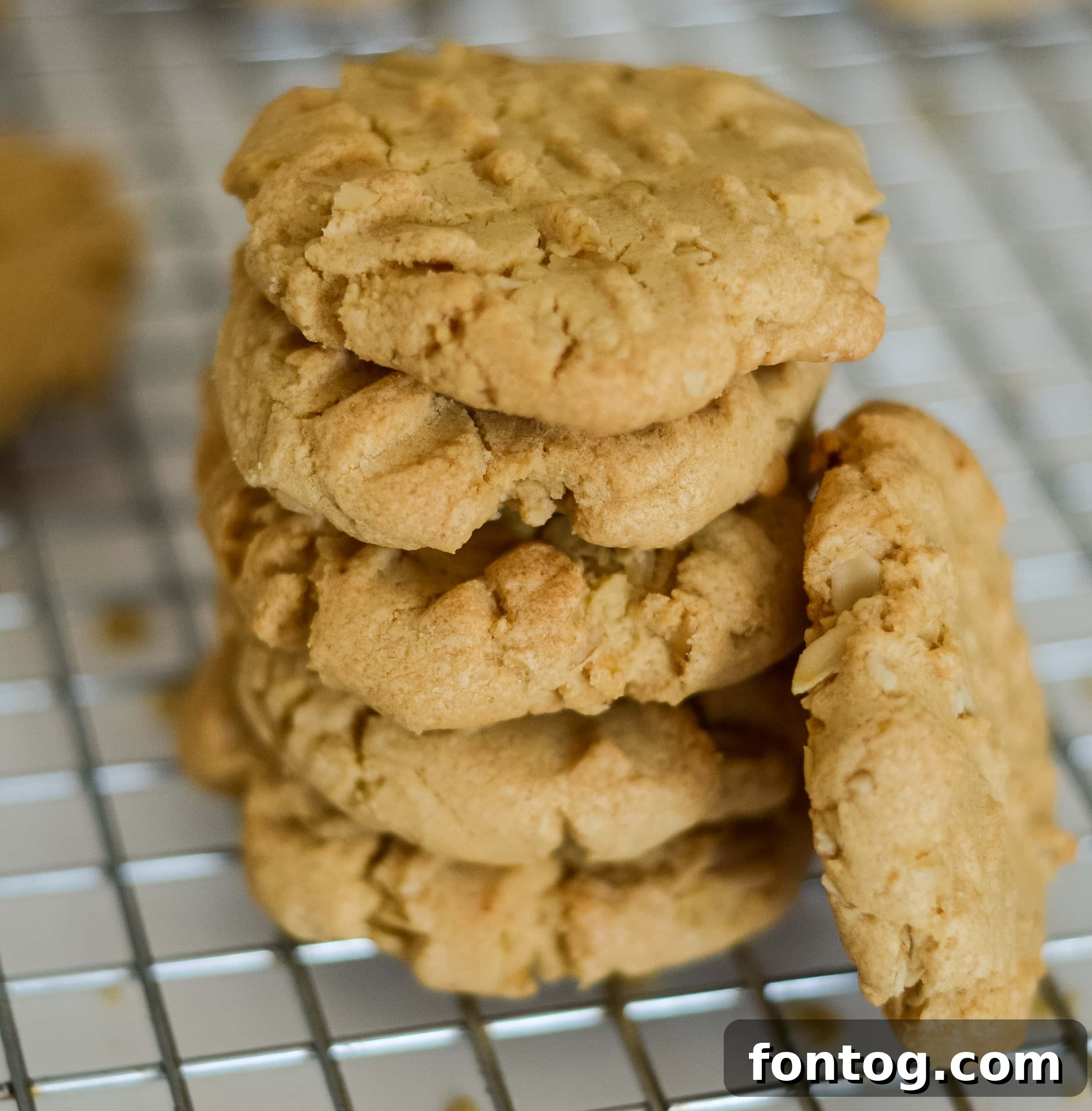Soft and chewy gluten-free peanut butter oatmeal cookies.