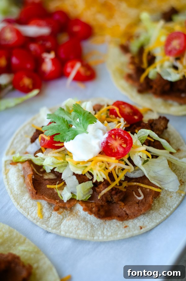 baked tostadas with beef and beans