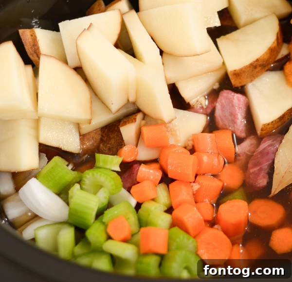 Variety of fresh ingredients for gluten-free slow cooker beef stew